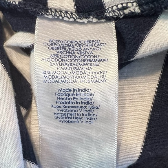 Chaps Side Ties Short Sleeve Black and White Striped Top Size Large​​​​ - Picture 14 of 15